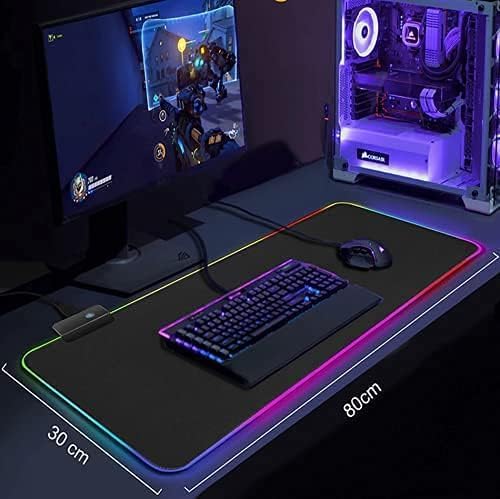 Mouse Pad Gamer LED RGB 7 Cores Tamanho Grande 80x30cm USB