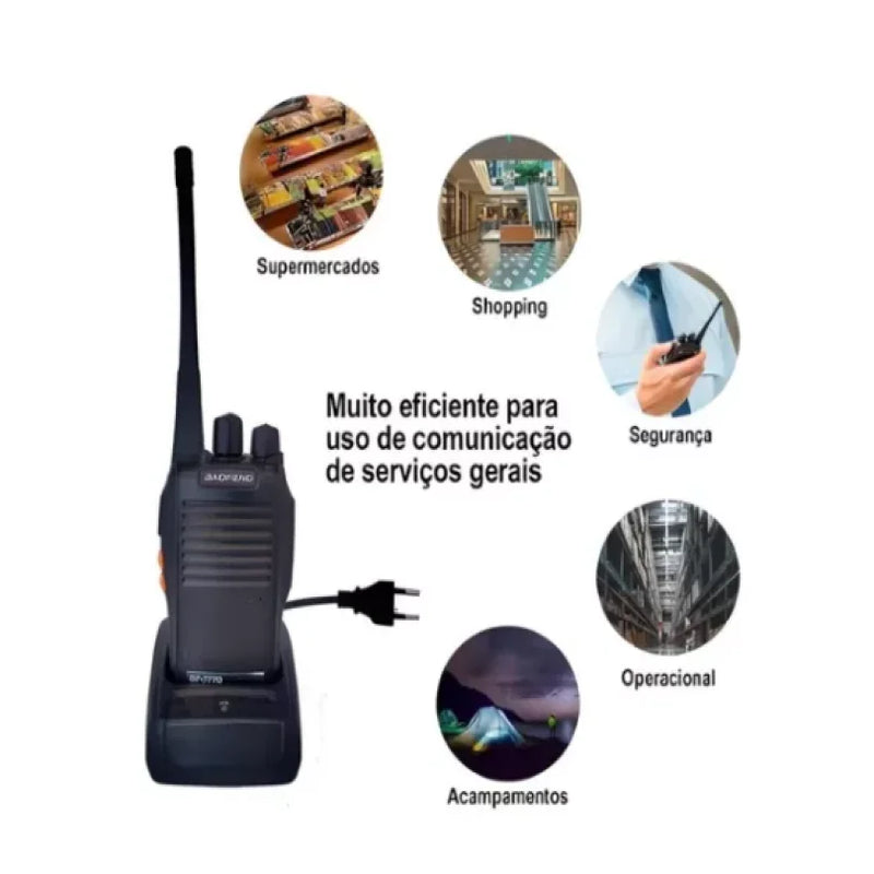 Kit 2 Radio Walk Talk BF-777S Comunicador 16 Ch 5km Ht Completo