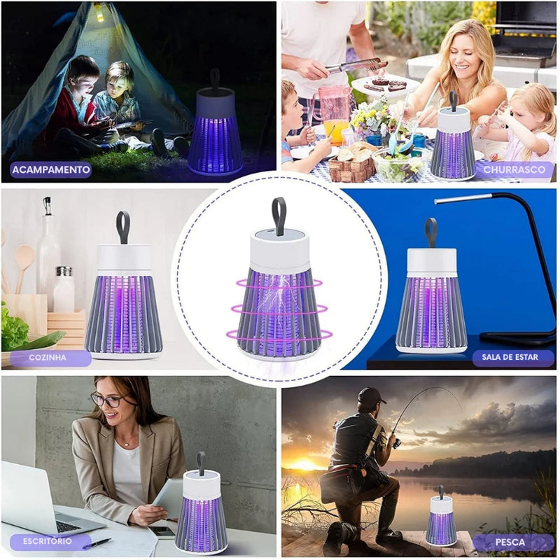 Lâmpada Elétrica Mata-Mosquitos com Luz UV Recarregável Portátil USB