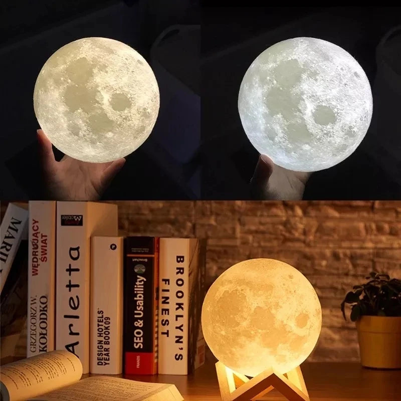 Umidificador/Aromatizador Luminária Lua Cheia 3D Difusor de Luz e Aroma com Óleo Essencial USB