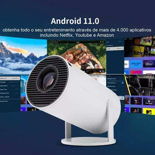 Projetor Magcúbico HY300 Pro 4K Android 11 – Transforme Qualquer Espaço em um Cinema! 🎥