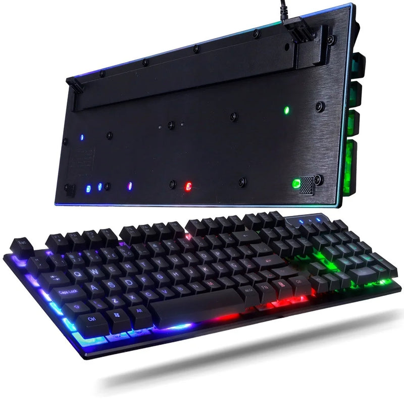 Kit Gamer Teclado Semi Mecânico + Mouse 3200dpi Usb Rgb Iluminado